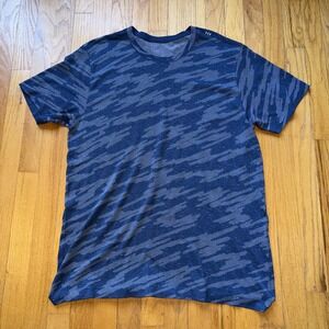 Lululemon Tech Shirt XL Blue Camo Athletic Short Sleeve Crewneck Training Tee